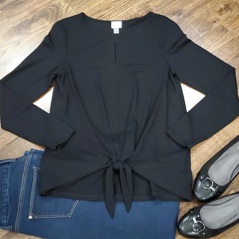 Womens Cupio black front tie top size S - Picture 1 of 4